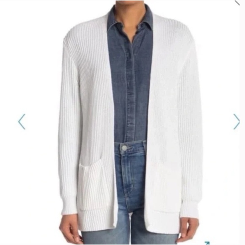 Madewell White Nolan Ribbed Open Front Cardigan Size Medium